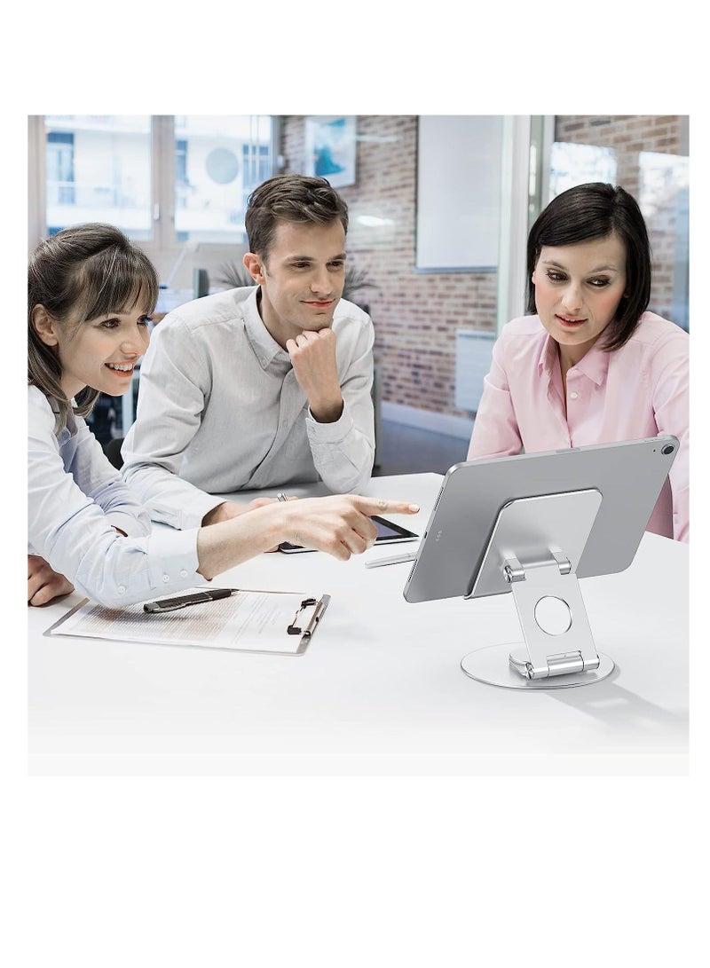 KASTWAVE Swivel Tablet Stand, Foldable AdjustableTablet Stand with 360 Rotating Base, for Drawing, Compatible with iPad Pro/Air/Mini and More, Silver - Image 4