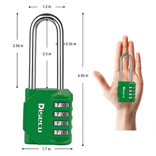 Disecu 2 Pack disecu 2.6 Inch Long Shackle Combination Lock, 4 Digit Outdoor Waterproof Padlock for School Gym Locker, Sports Locker, Storage Unit, Gate, Fence, Toolbox, Cabinet (Green) - Image 4