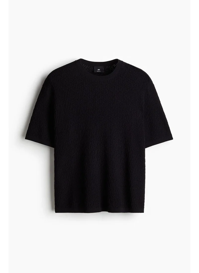 H&M Regular Fit Textured-knit T-shirt