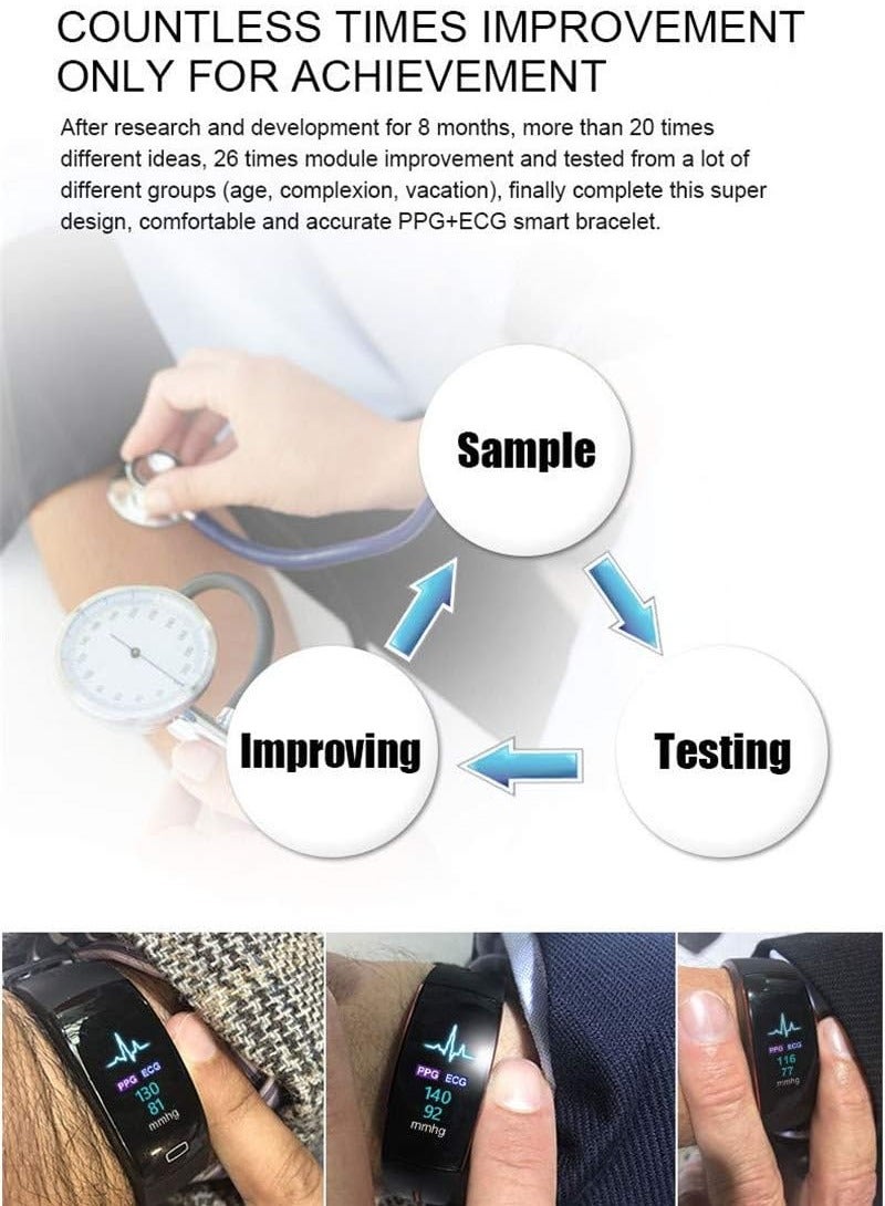 P3 Color Screen Smart Bracelet, IP67 Waterproof Fitness Tracker, Lightweight Multifunction Smart Watch With PPG ECG Sleep Monitor Calorie Counter, (1pc, Blue And Red) - Image 3