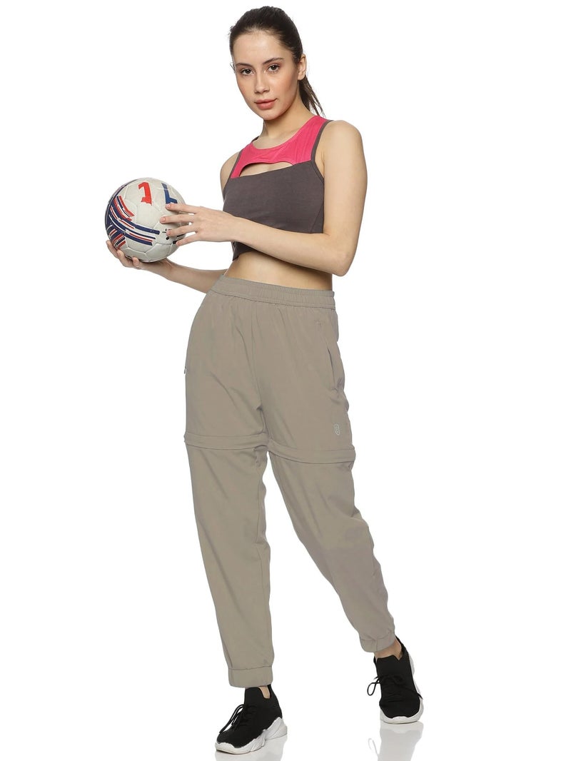 DOMIN8 Women High Rise Regular Track Pants (DOM8-AW-W-WT-04-DB Beige, Large - Image 1