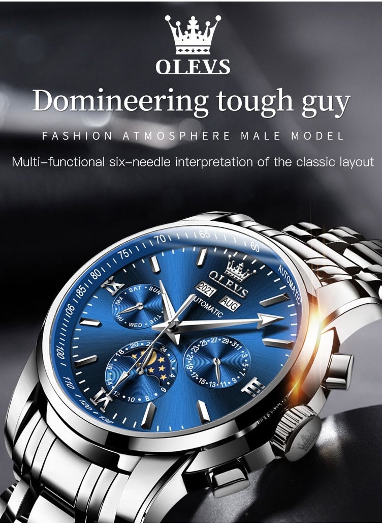 OLEVS OLEVS Watches Men Automatic,Self Winding Skeleton Watches for Men Tourbillon,Stainless Steel  - Image 2