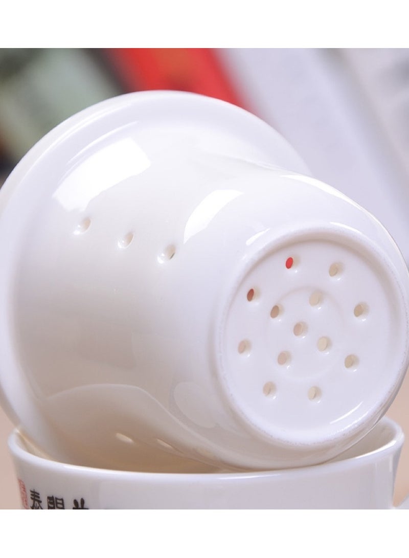 A four-piece ceramic tea cup set with a strainer with silver rose designs, with a capacity of 400 ml - Image 5