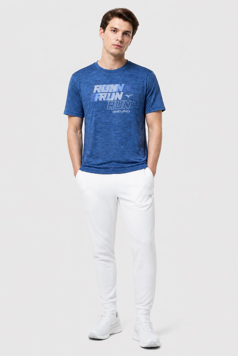 Mizuno Men Sportswear Fit Short Sleeve Running T-Shirt, Heather Blue - Image 2
