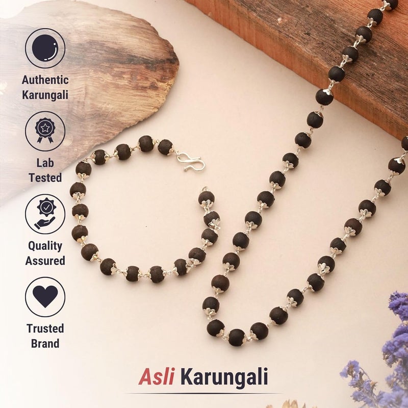 Japam Karungali Mala + Karungali Bracelet - Combo of 2 – 1 Inches Length - Image 2