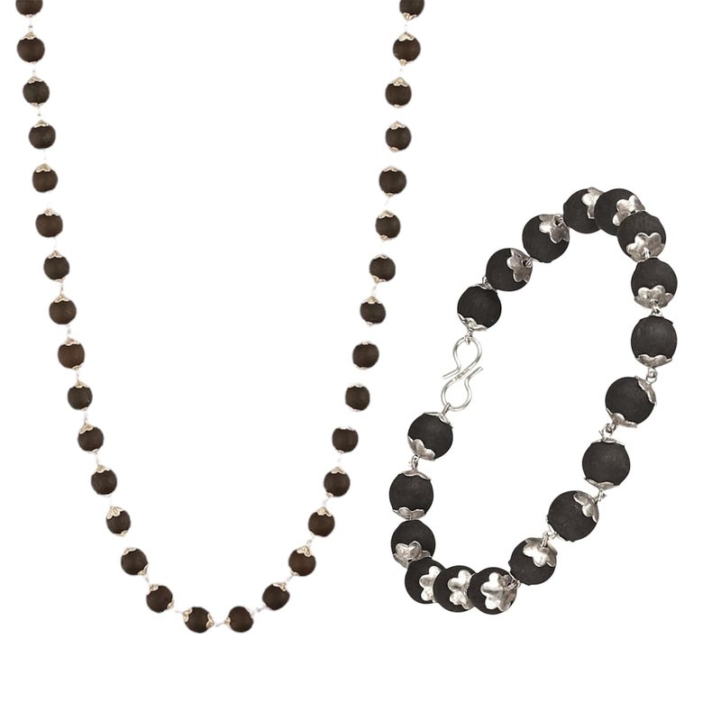 Japam Karungali Mala + Karungali Bracelet - Combo of 2 – 1 Inches Length - Image 1