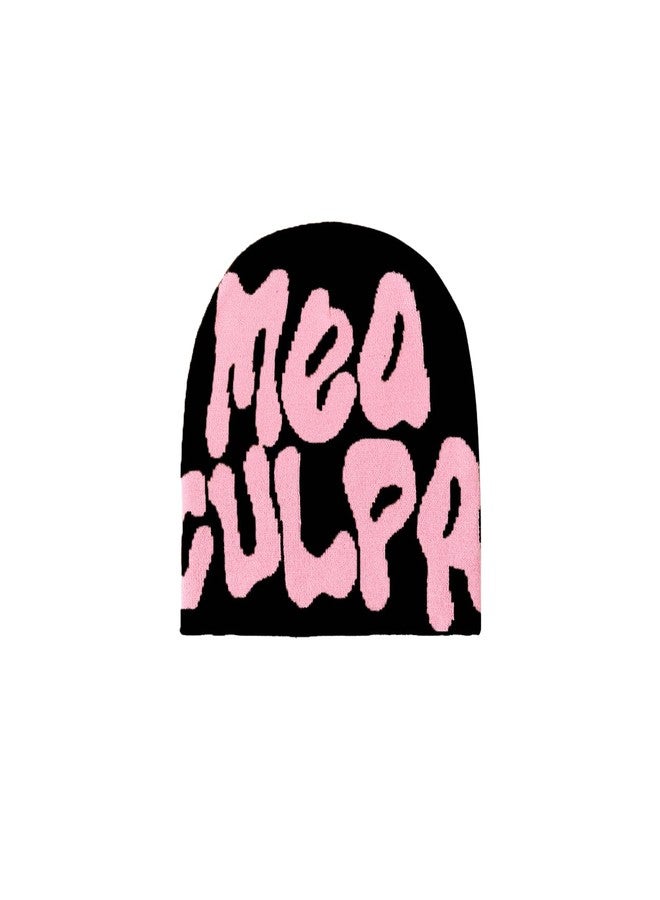 QCWN Y2K Mea Culpa Beanie Acrylic Knit Cap Warm Knitted Unisex Warm Soft Acrylic Winter Hat Fashion Streetwear Outdoor Ski Cap, Comfortable Knitted Beanie for Men Women Outdoor - Image 1