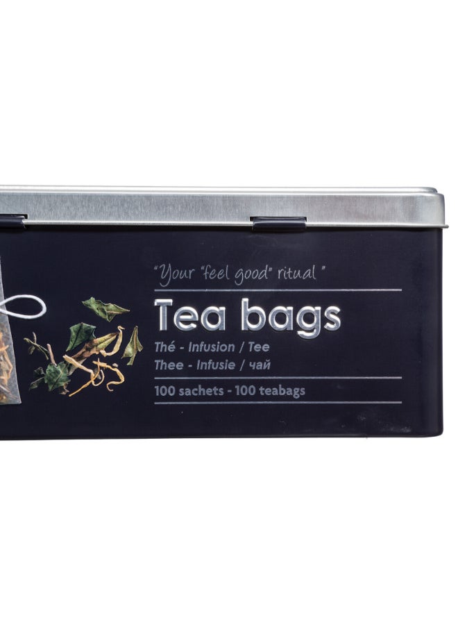 Five Simply Smart Metal Tea Bag Storage Box Black and Silver 8.4 x 16.1 x 20.5 cm 136315 - Image 2