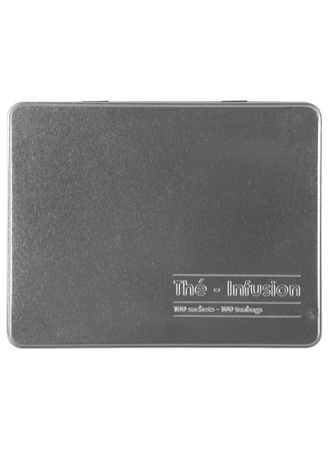 Five Simply Smart Metal Tea Bag Storage Box Black and Silver 8.4 x 16.1 x 20.5 cm 136315 - Image 3