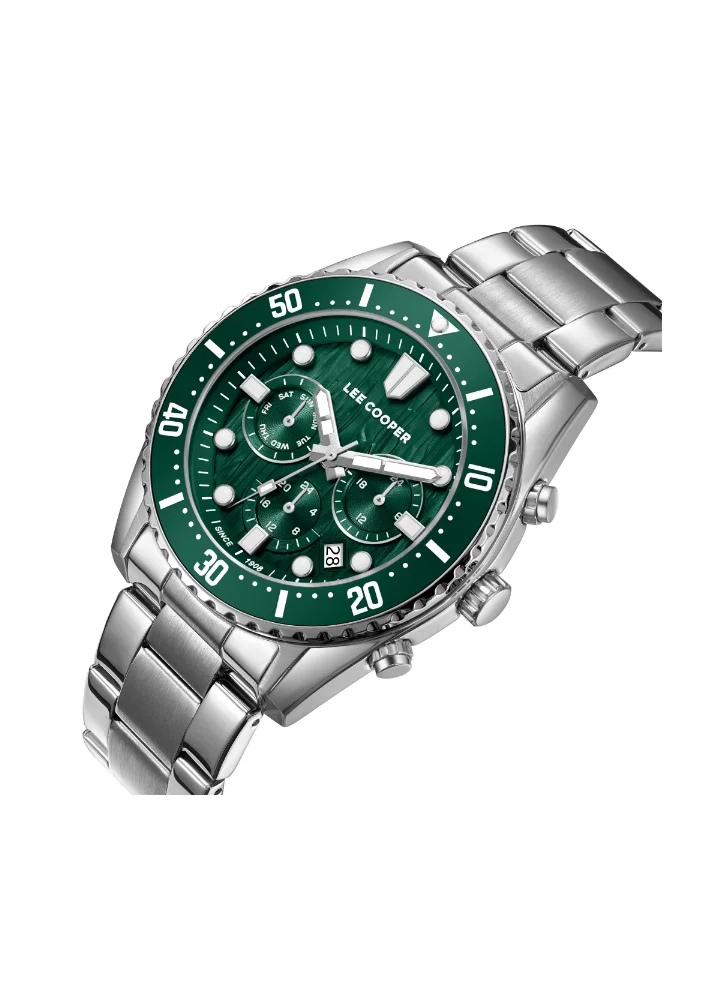 Lee Cooper LEE COOPER LC08101.370 Men's Multi Function Display Watch & Metal Strap Silver