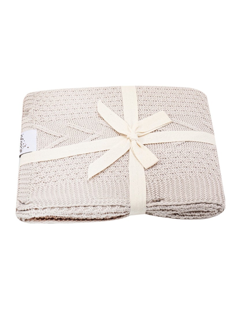 infancie Organic Baby Knitted Shawl B Blanket Beige 80x110cm  - Image 2