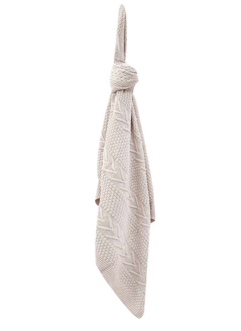infancie Organic Baby Knitted Shawl B Blanket Beige 80x110cm  - Image 3