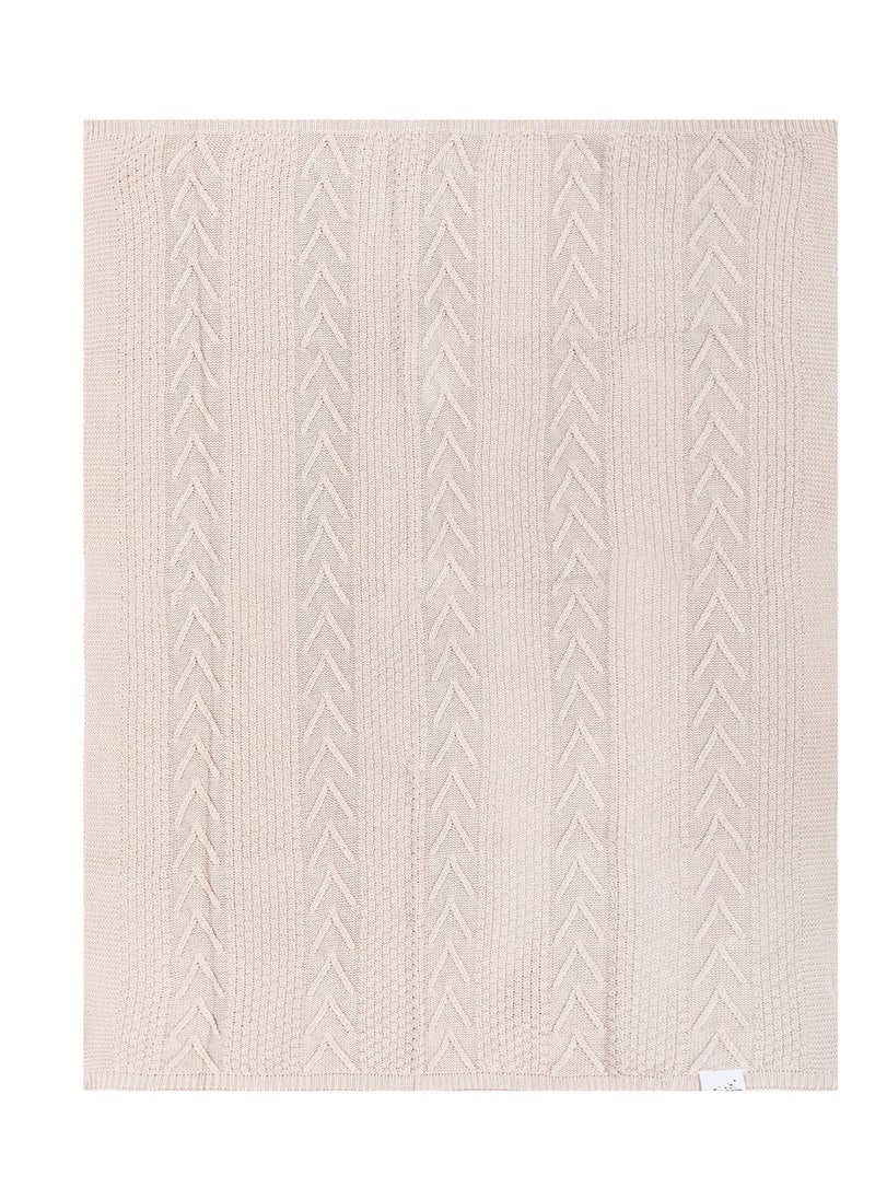 infancie Organic Baby Knitted Shawl B Blanket Beige 80x110cm  - Image 5