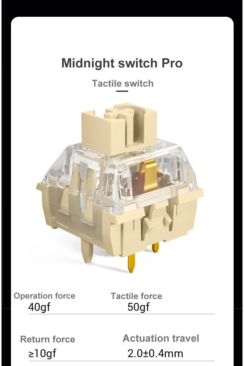 Kailh BOX Midnight Pro Silent Switch, Linear Tactile 40g, 5-Pin, Lubed, for Aula F75 and Ajazz AK820 Pro Keyboard - Image 1