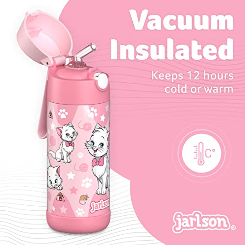 JARLSON kids water bottle with straw - CHARLI - insulated stainless steel water bottle - thermos - girls/boys (Cat 'Star', 12 oz) - Image 2