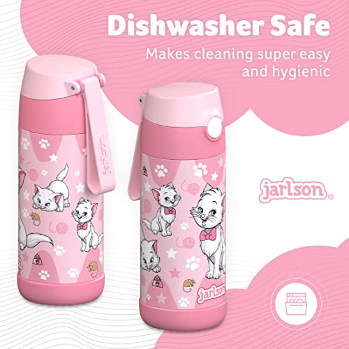JARLSON kids water bottle with straw - CHARLI - insulated stainless steel water bottle - thermos - girls/boys (Cat 'Star', 12 oz) - Image 4