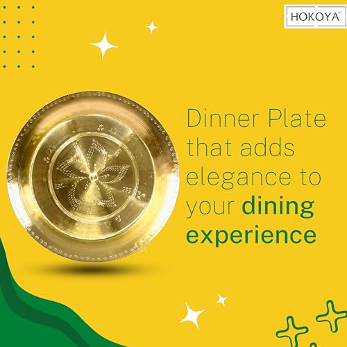 HOKOYA Handmade Brass Thali/Plate - Traditional Indian Kitchenware - Durable & Aesthetic - Perfect for Serving - Great Gift Option for Kitchen Enthusiast | Kitchen Accessories (2) - Image 5