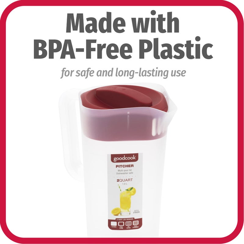 GoodCook 1/2-Gallon Pitcher with 4 Way Lid, BPA Free - Image 3