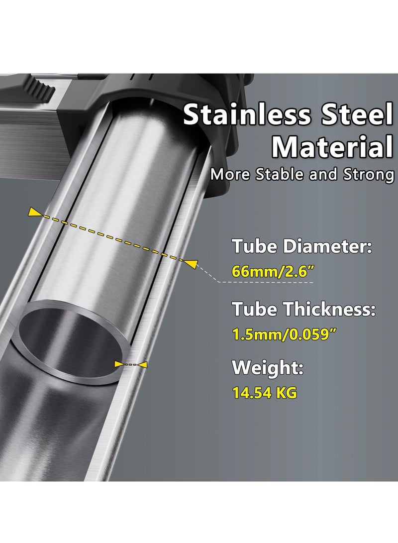 4.4m Heavy Duty Stainless Steel Telescopic Ladder, Loft Ladder with Non-Slip Feet, Portable Extendable Ladder, Adjustable Height Folding Ladder for Roof and Attic Caravans - Image 2