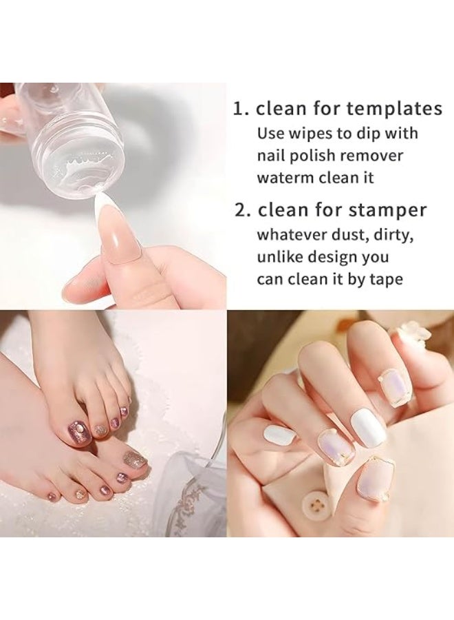 French Manicure Stamp, Nail Art Stamping Kit, Silicone Nail Art Stamp, Nail Art Stamp with Squeegee, Set of 2 Nail Art Stamping Tools for French Manicure DIY Home Nail Art Design - Image 4