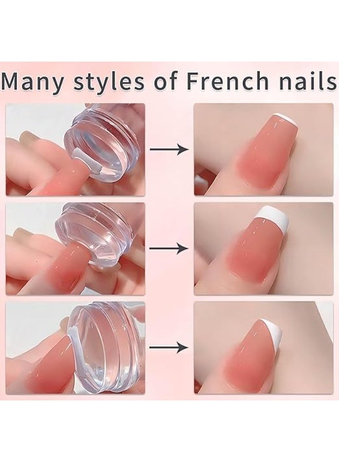 French Manicure Stamp, Nail Art Stamping Kit, Silicone Nail Art Stamp, Nail Art Stamp with Squeegee, Set of 2 Nail Art Stamping Tools for French Manicure DIY Home Nail Art Design - Image 5
