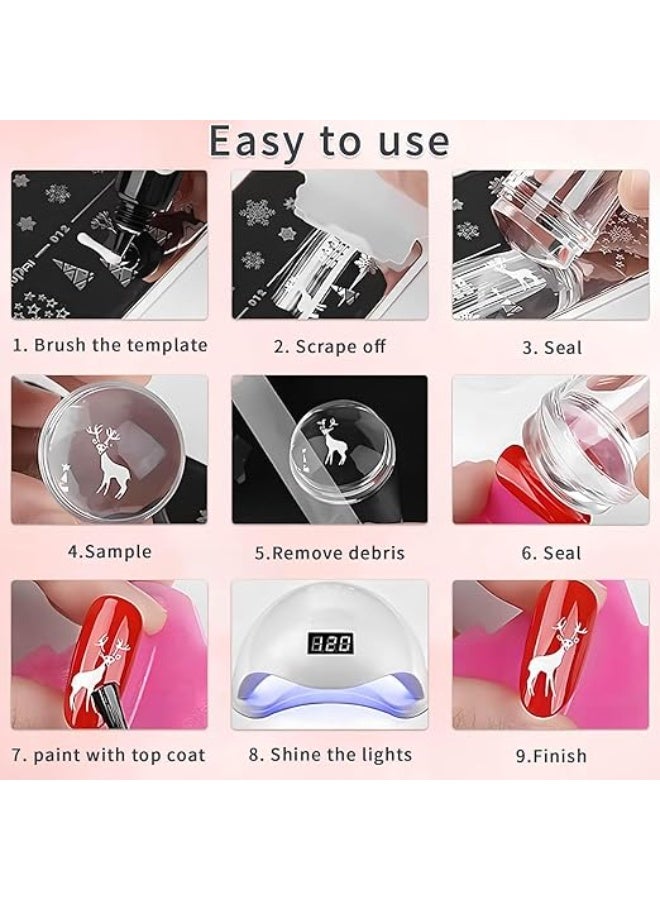 French Manicure Stamp, Nail Art Stamping Kit, Silicone Nail Art Stamp, Nail Art Stamp with Squeegee, Set of 2 Nail Art Stamping Tools for French Manicure DIY Home Nail Art Design - Image 3