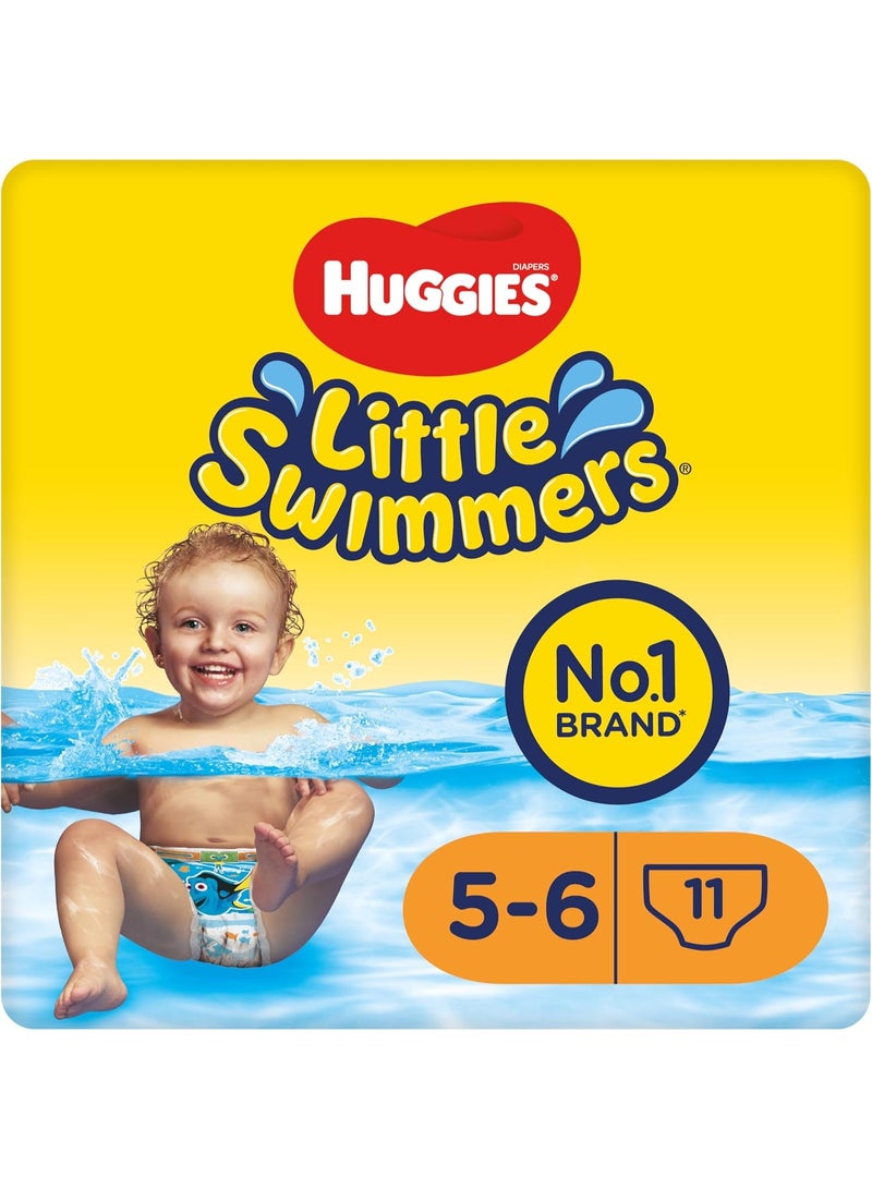 Huggies Little Swimmers Disposable Swim Nappies for Babies and Children, Size 5-6 (12-18 kg), 11 Bath Nappies, Unisex