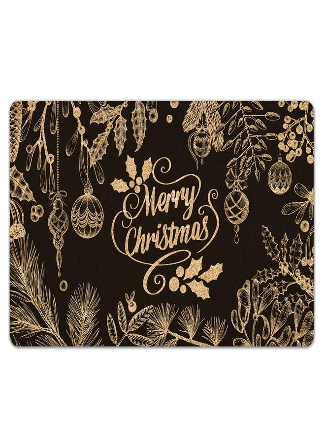KFXHANGD Black Gold Christmas Door Mat Outdoor, Merry Christmas Front Door Mat Outside Entrance, Winter Xmas Gold and Black Artificial Coir Doormat Rugs for Indoor Entryway Patio Entry, 17x30 in - Image 1