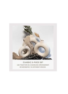 Generic Beige Ceramic Vases for Home Decor Set of 3 -Modern Donut Vase Circle Round for Pampas Grass Artificial Flowers, Boho Decor Living Room Table Centerpieces Dining Bedroom Shelf Farmhouse Decorations 3  - Image 4