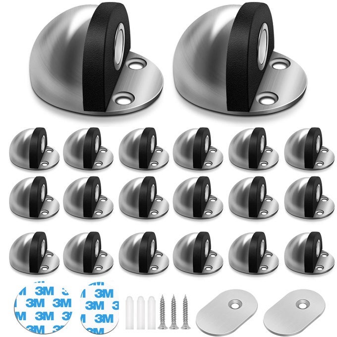 DOOR STOPPER MAGNETIC DOOR STOP20PACK DOME SHAPED STAINLESS STEEL BRUSHED SATIN NICKEL DOOR STOP MODERN SOFTCATCH MUTE DOOR HOLDER DOORSTOP FOR HOTEL HOME RESTAURANT SILVER GROUND MOUNT