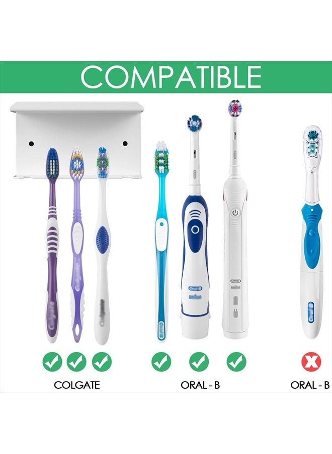 Linkidea Wall Mounted Toothbrush Holder, Aluminum Electric Toothbrushes Holder, Self-Adhesive Electric Toothbrush and Toothpaste Dispenser for Bathroom, Shower, Washroom (White)  - Image 3