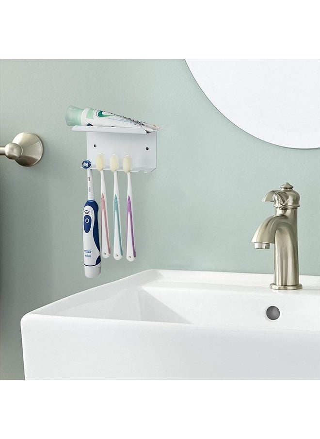 Linkidea Wall Mounted Toothbrush Holder, Aluminum Electric Toothbrushes Holder, Self-Adhesive Electric Toothbrush and Toothpaste Dispenser for Bathroom, Shower, Washroom (White)  - Image 5