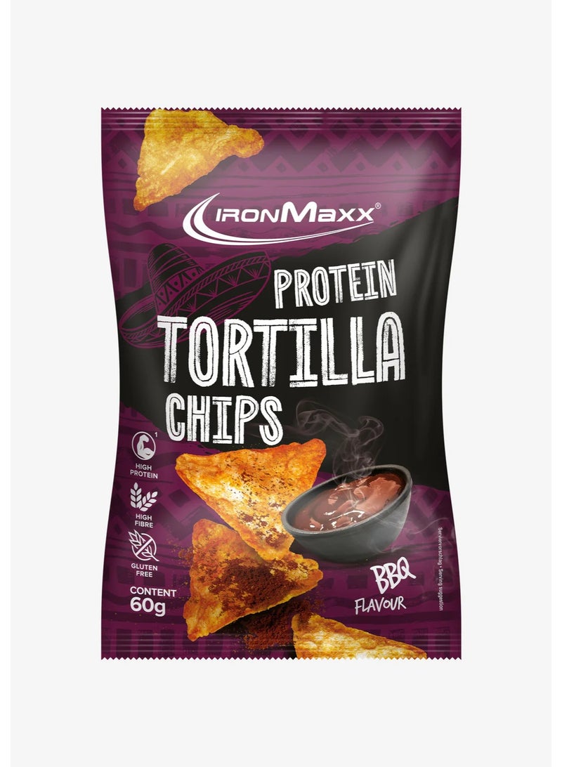 IronMaxx Protein Tortillas Chips 0.2 | 12 x 60g | Barbecue Flavour - Image 1