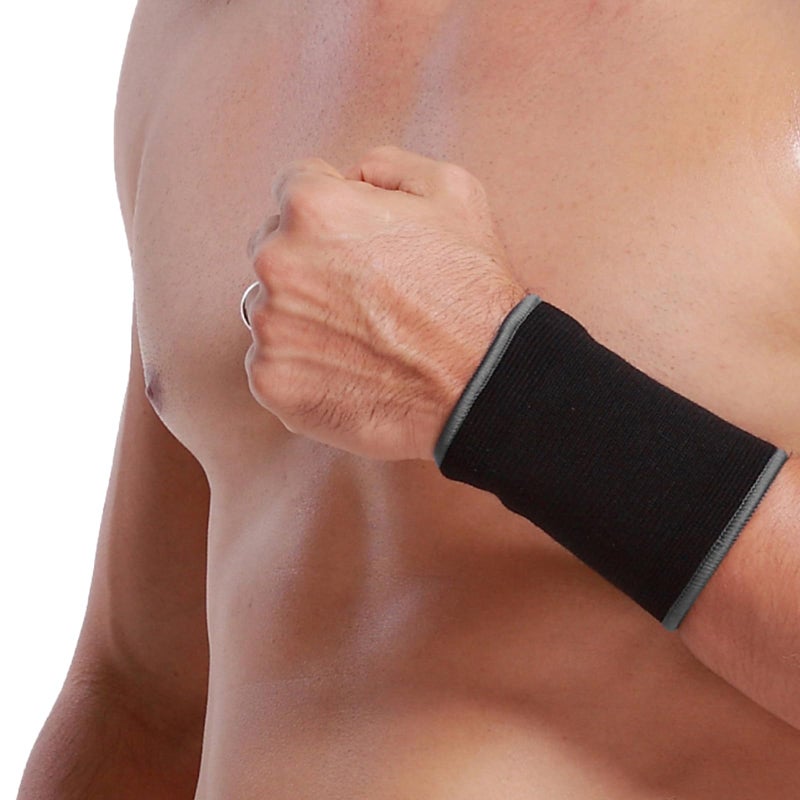 NeoTech Care دعامة معصم نيوتيك كير سليف مرنة قابلة للتنفس مصنوعة من قماش محبوك ضغط للتنس وصالة الألعاب الرياضية التهاب الأوتار لون أسود مقاس L وحدة واحدة - Image 3