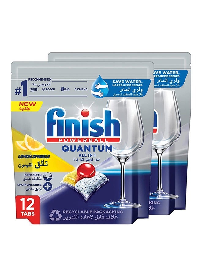 Finish Powerball Quantum Dishwasher Detergent Lemon Sparkle  12 Tablets Pack Of 2  - Image 2
