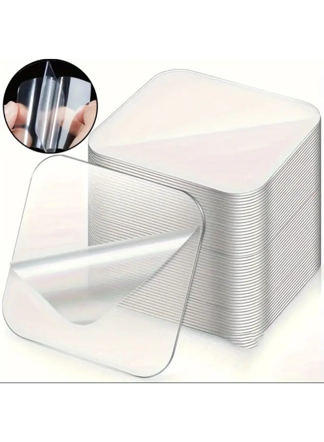 LDQ 50 Sheet Strong Adhesive Dual-Sided Nano-Transparent Wall Stickers, No Residue Removable Clear Tape for Home Office Decor, Glass , Wood, Metal, Plastic, Vinyl Stickers - Image 1