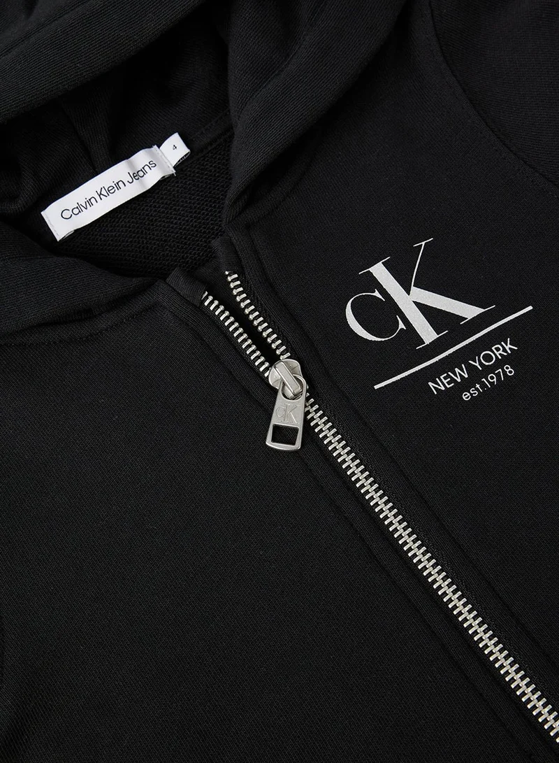 Calvin Klein Jeans Kids Foil Logo Future Zip Through Hoodie