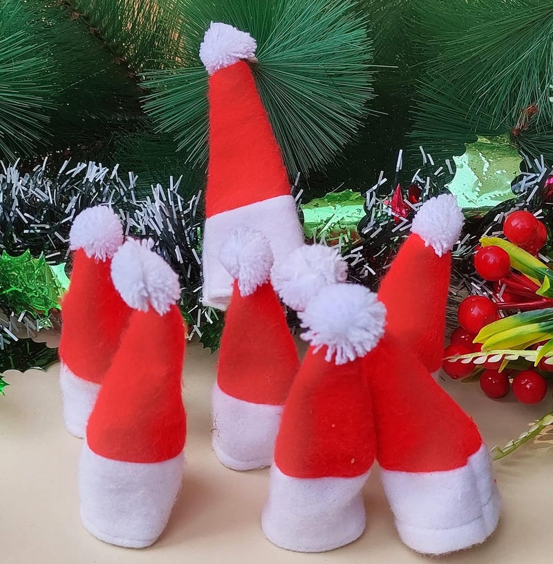 Forty Wings Forty Wings 24 Pcs 4 Mini Tiny Small Santa Claus Christmas Cap for Wine Bottle Cover Candy Lollipop Cover DIY Christmas Craft and Christmas Xmas Party Decorations Christmas Party Props Favors  - Image 1