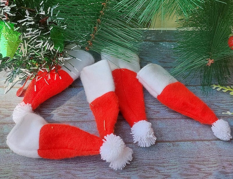 Forty Wings Forty Wings 24 Pcs 4 Mini Tiny Small Santa Claus Christmas Cap for Wine Bottle Cover Candy Lollipop Cover DIY Christmas Craft and Christmas Xmas Party Decorations Christmas Party Props Favors  - Image 5