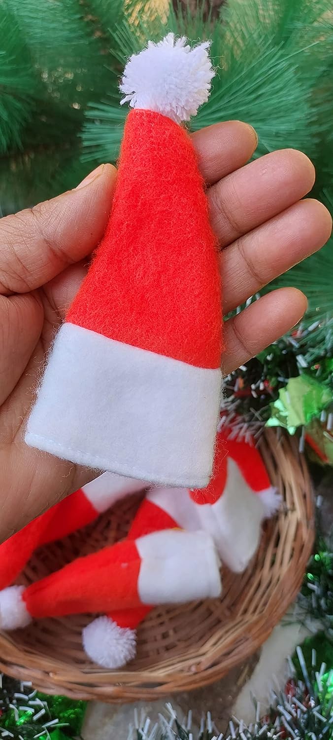 Forty Wings Forty Wings 24 Pcs 4 Mini Tiny Small Santa Claus Christmas Cap for Wine Bottle Cover Candy Lollipop Cover DIY Christmas Craft and Christmas Xmas Party Decorations Christmas Party Props Favors  - Image 4