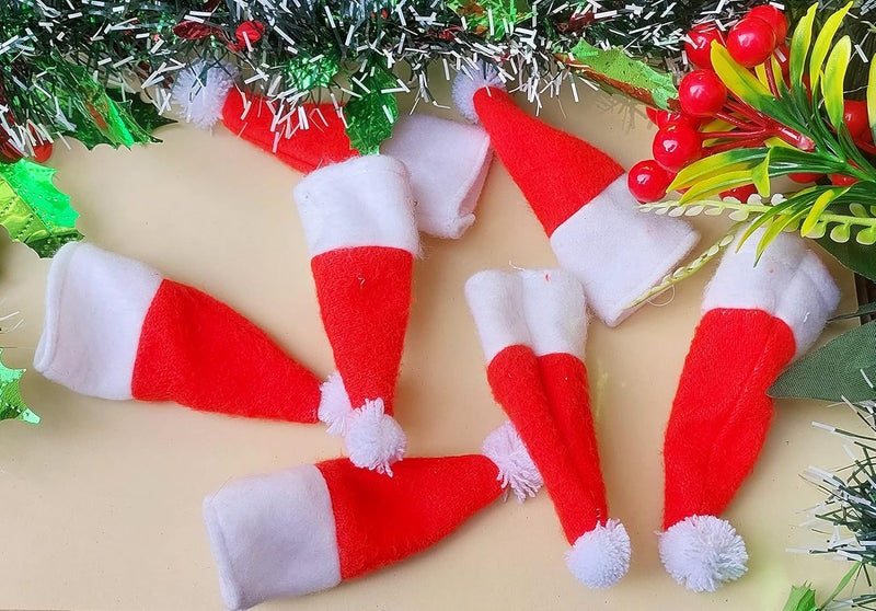 Forty Wings Forty Wings 24 Pcs 4 Mini Tiny Small Santa Claus Christmas Cap for Wine Bottle Cover Candy Lollipop Cover DIY Christmas Craft and Christmas Xmas Party Decorations Christmas Party Props Favors  - Image 2