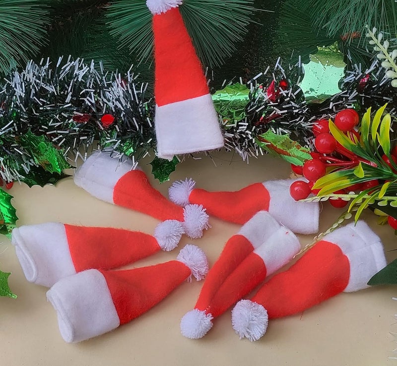 Forty Wings Forty Wings 24 Pcs 4 Mini Tiny Small Santa Claus Christmas Cap for Wine Bottle Cover Candy Lollipop Cover DIY Christmas Craft and Christmas Xmas Party Decorations Christmas Party Props Favors  - Image 3
