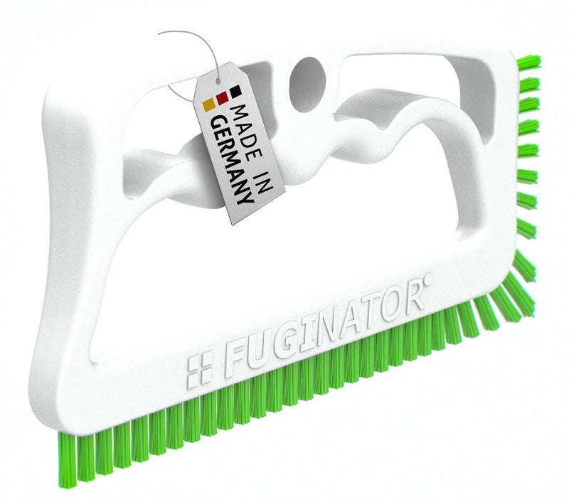 Fuginator Scrub Brush for Tile and Grout Stiff Nylon Bristle Scrubbing Brush  Bathtub and Shower Scrubber for Floor Joints and Tile Seams  Cleaning Brush WhiteGreen