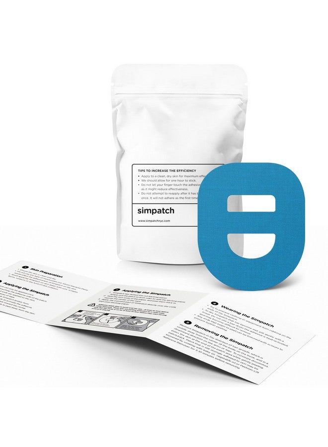 سيمباتش SIMPATCH - رقعة لاصقة Omnipod مع حزام (عبوة من 25 قطعة) - لاصق مقاوم للماء، شريط CGM (أزرق)  - Image 2
