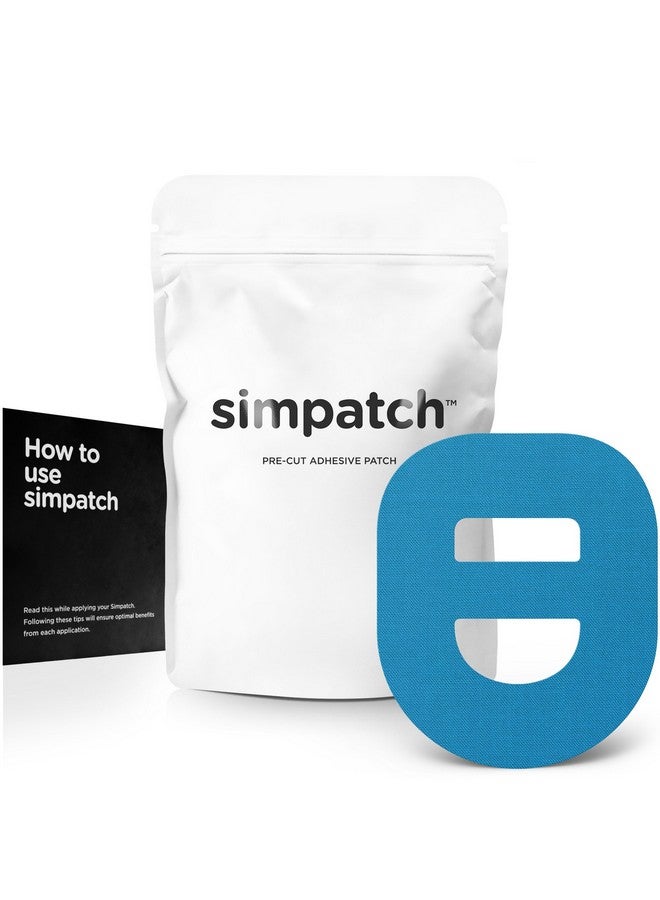 سيمباتش SIMPATCH - رقعة لاصقة Omnipod مع حزام (عبوة من 25 قطعة) - لاصق مقاوم للماء، شريط CGM (أزرق)  - Image 1
