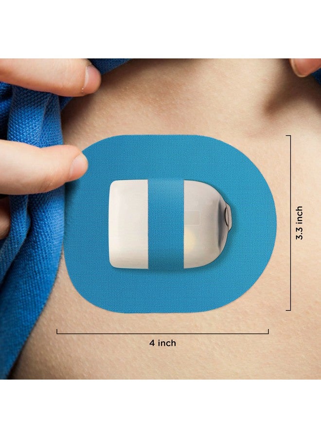 سيمباتش SIMPATCH - رقعة لاصقة Omnipod مع حزام (عبوة من 25 قطعة) - لاصق مقاوم للماء، شريط CGM (أزرق)  - Image 4