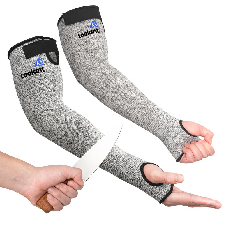 OriStout Cut Resistant Farmers Sleeves with Thumb Hole, Arm Protectors for Thin Skin and Bruising, for Gardening, Welding, Kitchen, Arm Guards for Biting, Pet Grooming, Grey, 1 Pair - Image 1