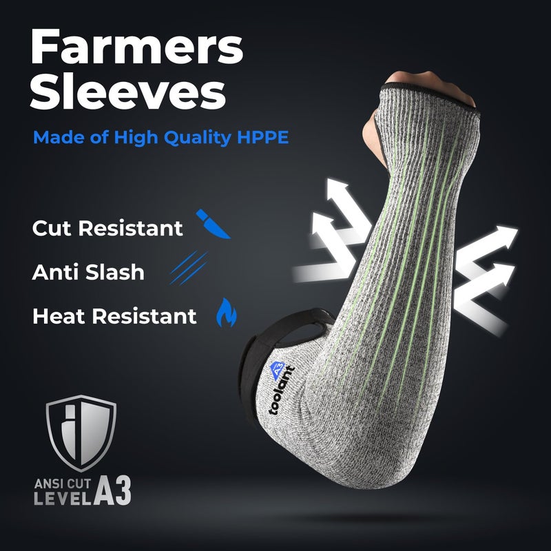OriStout Cut Resistant Farmers Sleeves with Thumb Hole, Arm Protectors for Thin Skin and Bruising, for Gardening, Welding, Kitchen, Arm Guards for Biting, Pet Grooming, Grey, 1 Pair - Image 2