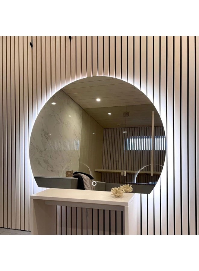 Decorhills LED Frameless Moon-Shaped Bathroom Mirror, 120x90cm, Touch Switch Mirrors, Triple Color Temperature, Wall Mounted - Image 1