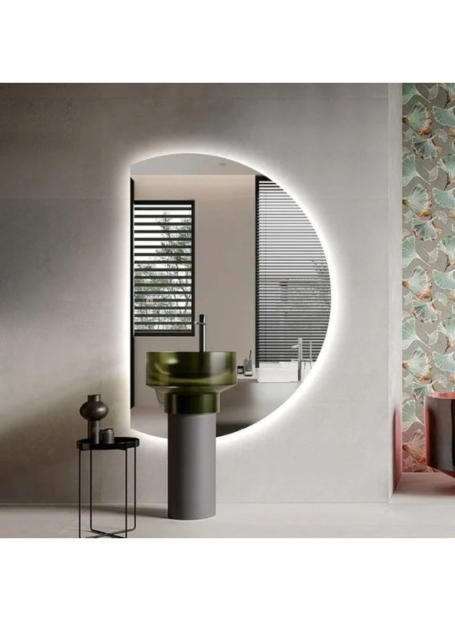 Decorhills LED Frameless Moon-Shaped Bathroom Mirror, 120x90cm, Touch Switch Mirrors, Triple Color Temperature, Wall Mounted - Image 5